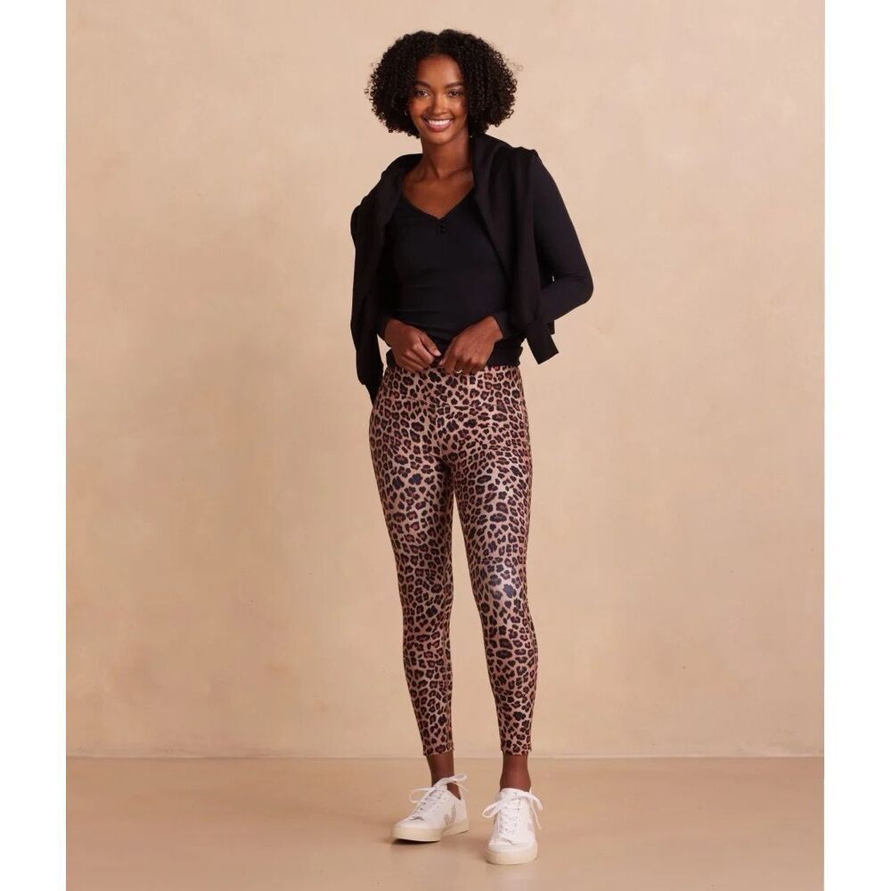 Summersalt Leggings Womens 4 Tan Leopard Do It All High Rise 7/8 Pocket Workout